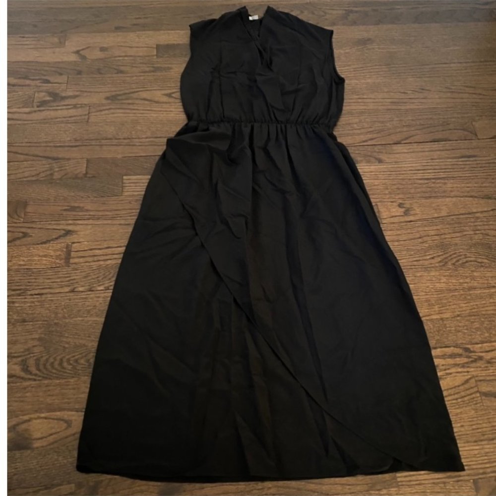Vince Silk Vneck Maxi Black Dress